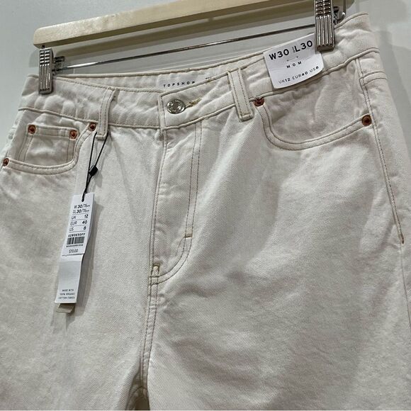 Ivory high Waisted Jeans, Topshop, Size 8 - Picture 8 of 11